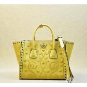 Replica Prada Saffiano Embroidered Tote Bag BN2619E Lemon VS00394