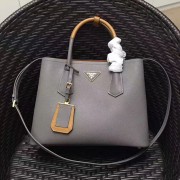Replica Prada Saffiano Leather Double Tote Bag Grey 1BG887 VS06317