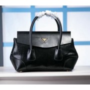 Replica Prada Snake Leather Tote Bag P1168 Black VS05520