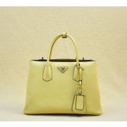 Replica Prada Twin Saffiano Cuir Leather Tote Bag BN2748 Lemon VS00611