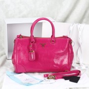 Replica Prada Vitello Shine Double Zip Shopping Tote Satchel BN2324 in Peach LSS VS07596