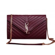 Replica Saint Laurent Classic Monogramme Cannage Pattern Flap Bag Y5482 Burgundy VS01042