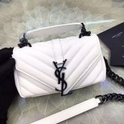 Replica Saint Laurent College Chain Wallet in White Matelasse Leather 201130 VS09718