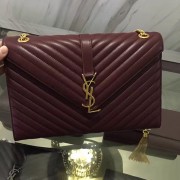 Replica Saint Laurent Monogram Large Kate Chain Shoulder Bag Bordeaux Y231220 VS06736