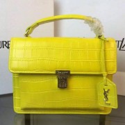 Replica SAINT LAURENT Structured Top Handle Bag Croco Leather YSL5569 Yellow VS00120