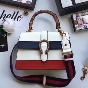 Replica Top Gucci Dionysus Leather Top Handle Bag White/Blue/Red 448075 VS03779