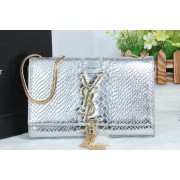 Replica YSL Monogramme Cross-body Shoulder Bag Croco Leather Y311218 Silver VS00160