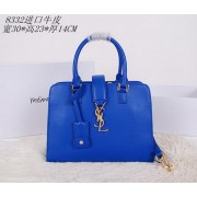 Replica Yves Saint Laurent Medium Cabas Monogram Leather Tubular Top Handle Bag YSL8332 Blue VS06977