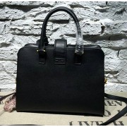 Saint Laurent Cabas Smooth Leather Top Handle Bag Y265764 Black VS06819