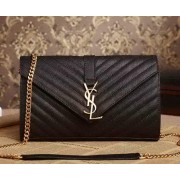 Saint Laurent Classic Monogramme Cannage Pattern Flap Bag Y5482 Black VS07416