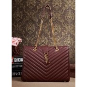 Saint Laurent Classic Monogramme Shopping Tote Bag Cannage Pattern Y5481 Burgundy VS07257