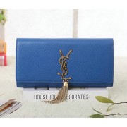 Saint Laurent Classic Monogramme Tassel Cannage Pattern Clutch Y5485 Royal VS09568