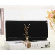 Saint Laurent Classic Monogramme Tassel Patent Clutch Y5485 Black VS04252