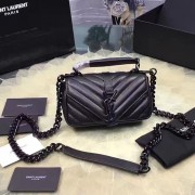 Saint Laurent College Chain Wallet in Black Matelasse Leather 201130 VS02393
