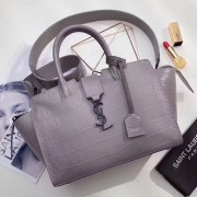 Saint Laurent Downtown Cabas Bag in Grey Crocodile Embossed Leather 436834 VS01284