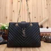 Saint Laurent Large Cabas Cannage Pattern Leather Bag Y26585 Black VS00835