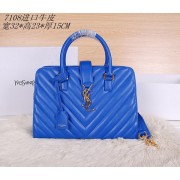 Saint Laurent Medium Cabas Monogram Leather Top Handle Bag Y7108 Blue VS06002