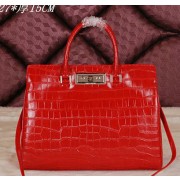 Saint Laurent Medium Trois Clous Croco Leather Tote Bag Y7118 Red VS04045