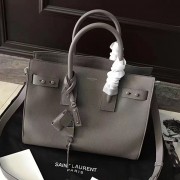 Saint Laurent Sac De Jour Souple Bag in Grey Grained Leather 464960 VS08296