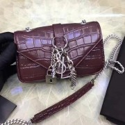 Saint Laurent Small Chain Purse in Burgundy Croco Leather 201140 VS07935