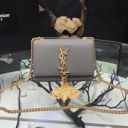 Saint Laurent Small Kate Monogram Tassel Smooth Leather Shoulder Bag Grey Y121260 VS01104
