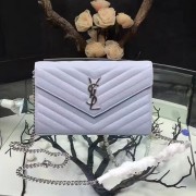 Saint Laurent Violet Grained Matelasse Leather Chain Wallet Y221220 VS05525