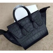Sale 1:1 Celine Tie Nano Top Handle Bag Croco Leather 98313 Black VS00572