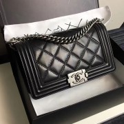 Sale 1:1 Chanel Large Quilted Calfskin Boy Bag Black A14042 VS02171