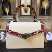 Sale 1:1 Fake Gucci Snake Pattern Leather Bamboo Top Handle Bag Off-white 443682 VS09098
