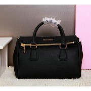 Sale 1:1 Imitation miu miu Calfskin Leather Top-Handle Bag MM3267 Black VS07589
