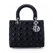 Sale 1:1 Lady Dior Bag mini Bags Black Original Sheepskin Leather D44551 Silver VS00678