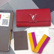Sale 1:1 Louis Vuitton Taurillon Leather Capucines Wallet Rubis M61471 VS05745