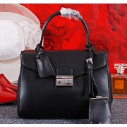 Sale 1:1 Prada Smooth Leather Tote Bags BN8672 Black VS01613