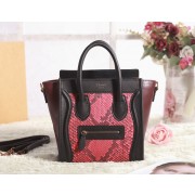 Top Celine Micro Luggage 3307 in Black with Wine Red Original Leather Red Real Sna VS03471