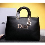 Top Dior Shish Tote Bag Grainy Calfskin Leather D0133 Black VS00546