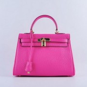 Top Hermes Kelly 28cm Shoulder Bags Peach Grainy Leather Gold VS03405