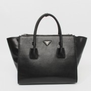 Top Prada Glace Calf Twin Pocket Tote Bag BN2619 in Black Original Calfskin Leather XZ VS07292