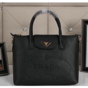 Top Prada Grainy Leather Tote Bag BN2603 Black VS04372