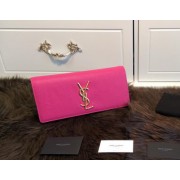 YSL Classic Monogramme Clutch Grainy Leather 311213 Rose VS08436
