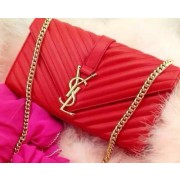 YSL Classic Monogramme Flap Bag Nappa Leather Y33210 Red VS08305