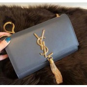 YSL Monogramme Cross-body Shoulder Bag Smooth Leather Y311218 Grey VS09243