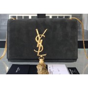 YSL Monogramme Cross-body Shoulder Bags Suede Leather 311218 Grey VS02193