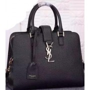 Yves Saint Laurent Medium Cabas Litchi Leather Tubular Bag Y26574 Black VS08559