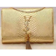 Yves Saint Laurent Monogramme Snake Leather Cross-body Bag Y32218 Gold VS08231
