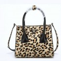 2013 Newest Prada Original Horsehair with Leopard print Tote Bag BN2625 Brown LH VS06405