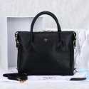 2014 Newest Prada Grainy Calf Leather Two-Handle Bag BN0890 in Black LSS VS08690