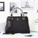 2014 Newest style Prada Hobo Boston tote bags 0912 in Black Original Clafskin Leather LSS VS05514
