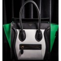 AAA Celine Luggage Micro Boston Bag Original Leather CLT3307 White&Black&Green VS00169