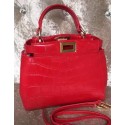 AAA Fendi mini Peekaboo Bag Croco Leather F30320 Red VS06545