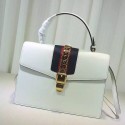AAA Gucci Sylvie Leather Top Handle Bag White 431665 VS02119